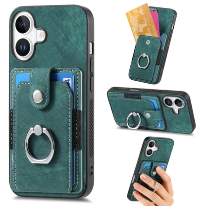 Retro Skin-feel Ring Card Wallet Phone Case