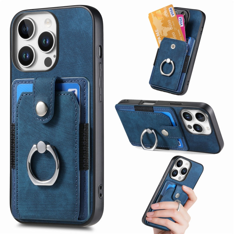 Retro Skin-feel Ring Card Wallet Phone Case