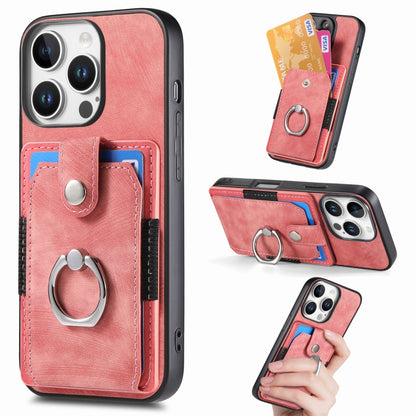 Retro Skin-feel Ring Card Wallet Phone Case