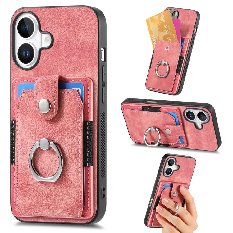 Retro Skin-feel Ring Card Wallet Phone Case
