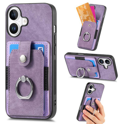 Retro Skin-feel Ring Card Wallet Phone Case