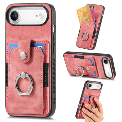 Retro Skin-feel Ring Card Wallet Phone Case