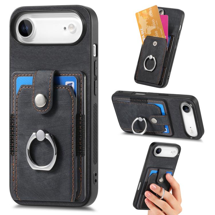 Retro Skin-feel Ring Card Wallet Phone Case
