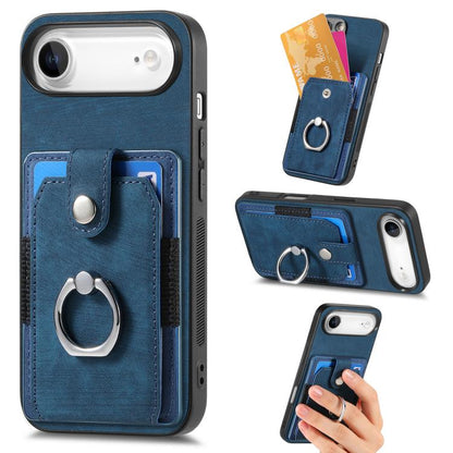 Retro Skin-feel Ring Card Wallet Phone Case