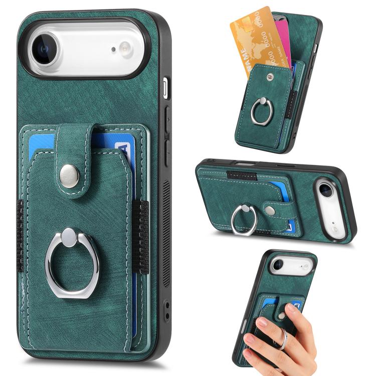 Retro Skin-feel Ring Card Wallet Phone Case