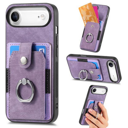 Retro Skin-feel Ring Card Wallet Phone Case