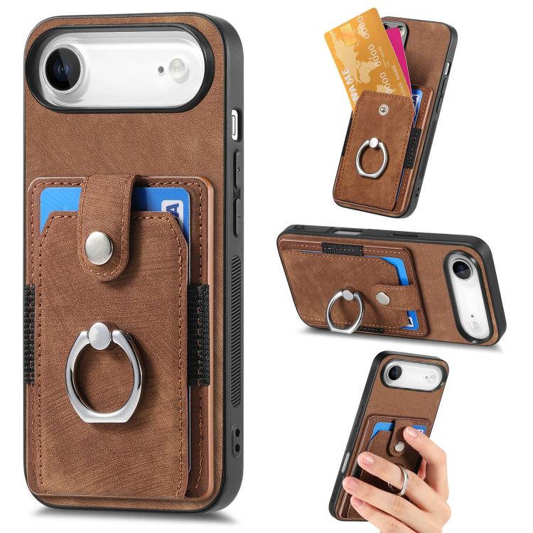 Retro Skin-feel Ring Card Wallet Phone Case