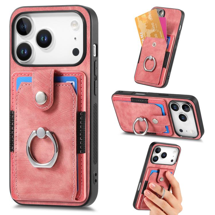 Retro Skin-feel Ring Card Wallet Phone Case