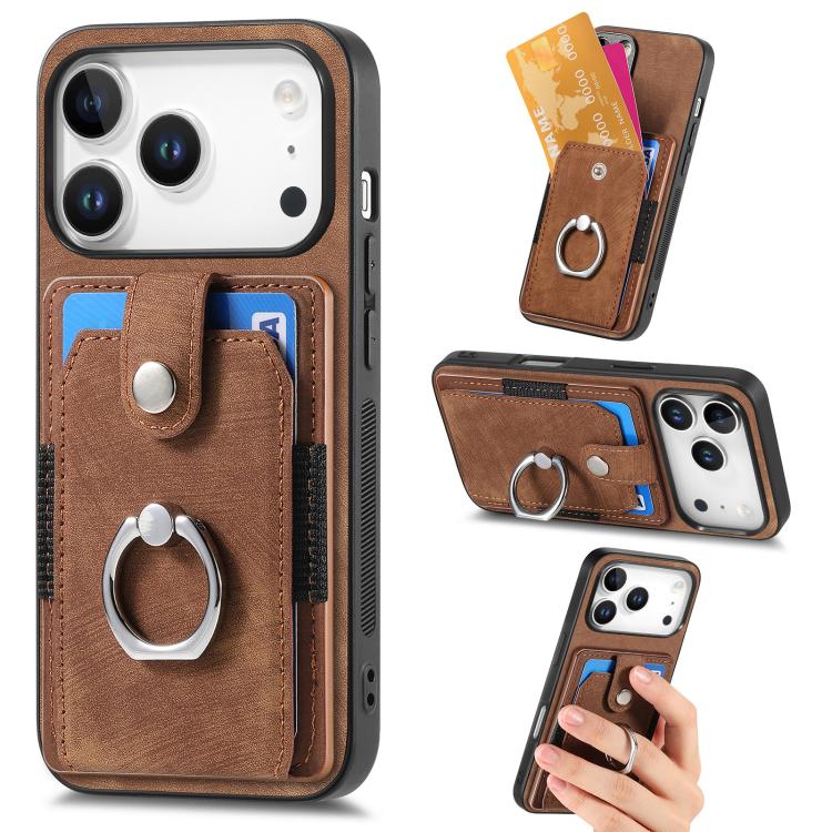 Retro Skin-feel Ring Card Wallet Phone Case