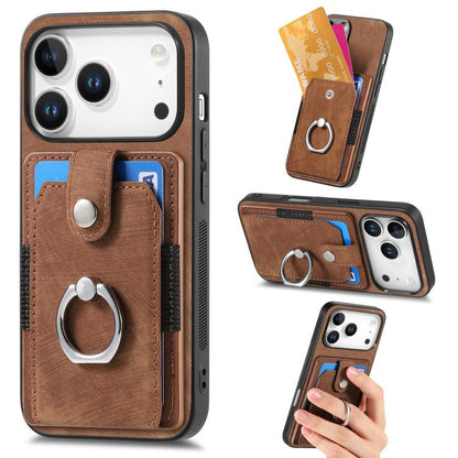 Retro Skin-feel Ring Card Wallet Phone Case