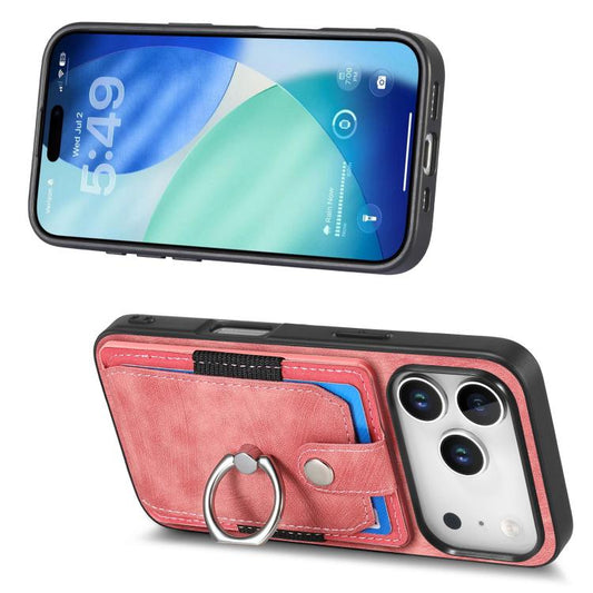 Retro Skin-feel Ring Card Wallet Phone Case