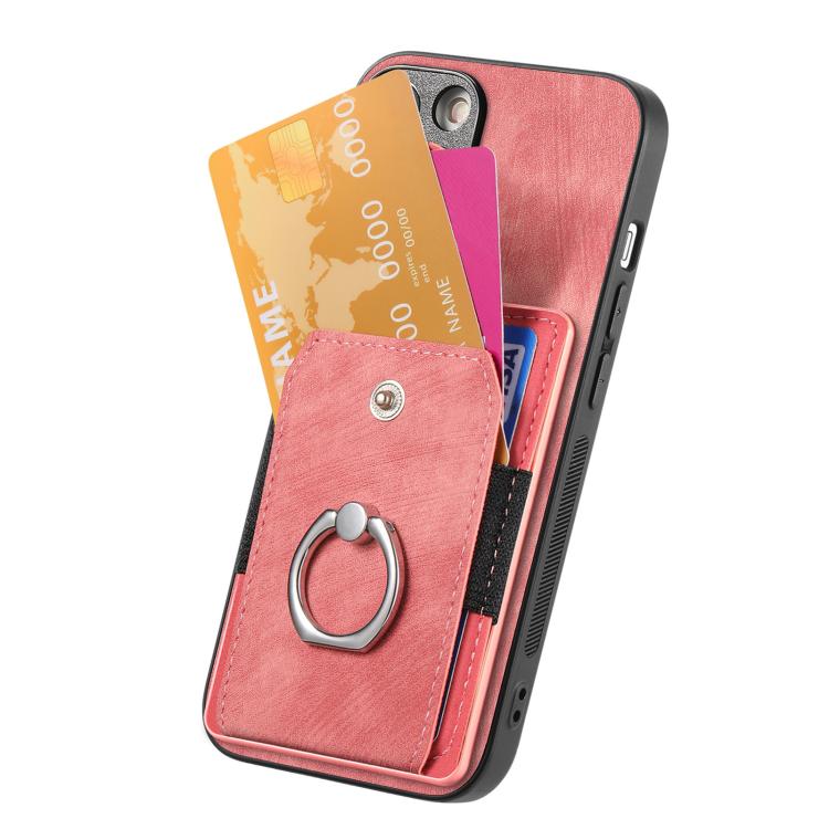 Retro Skin-feel Ring Card Wallet Phone Case