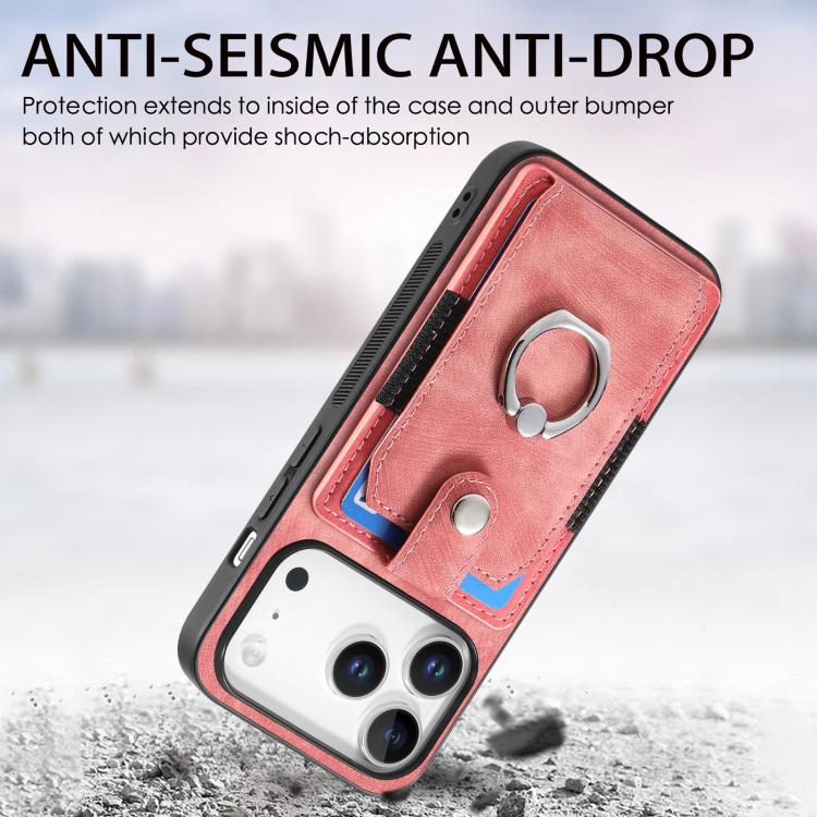 Retro Skin-feel Ring Card Wallet Phone Case