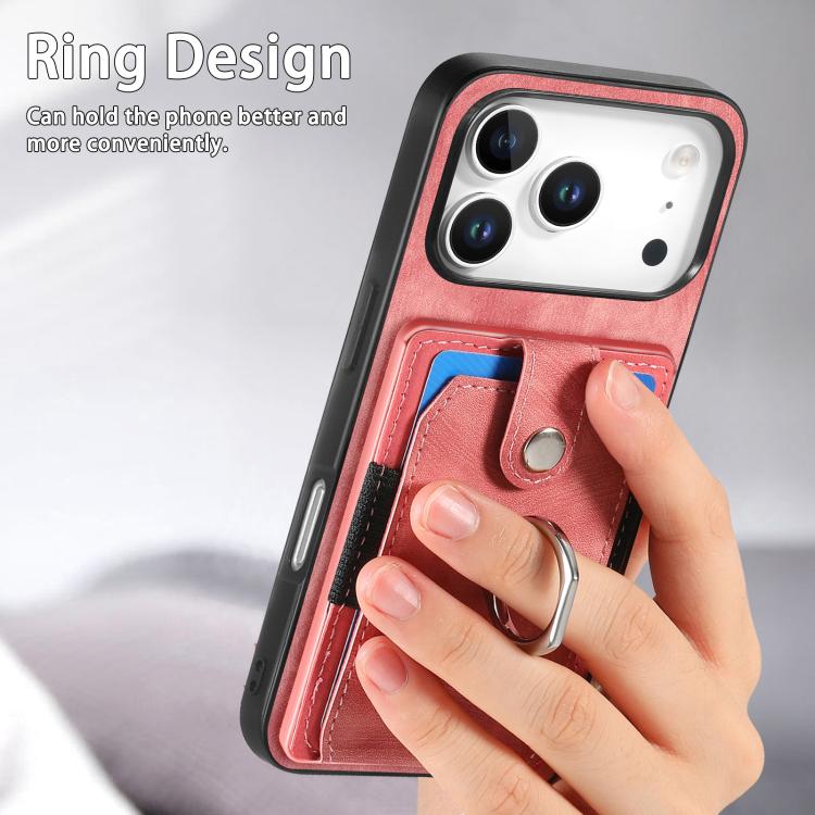 Retro Skin-feel Ring Card Wallet Phone Case