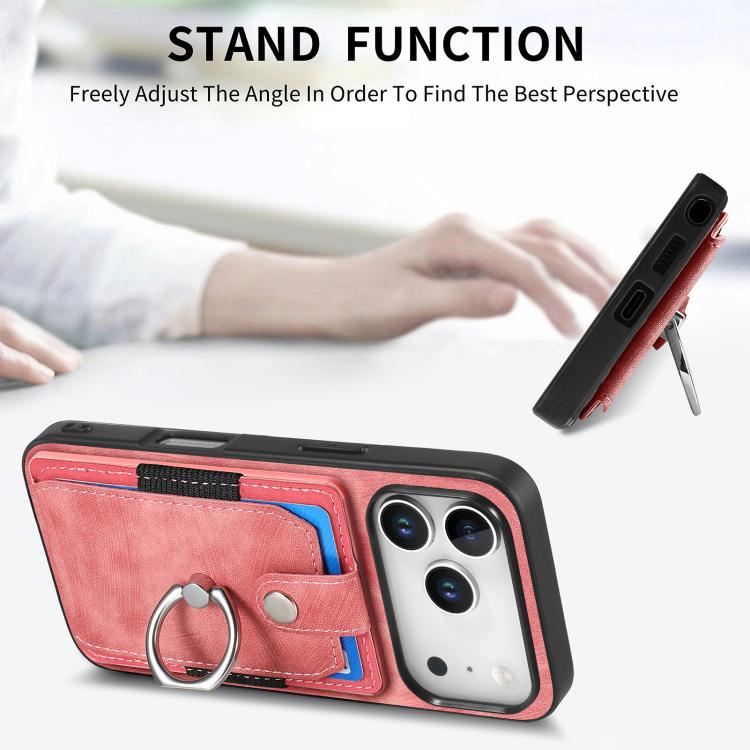 Retro Skin-feel Ring Card Wallet Phone Case