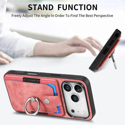 Retro Skin-feel Ring Card Wallet Phone Case