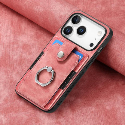 Retro Skin-feel Ring Card Wallet Phone Case