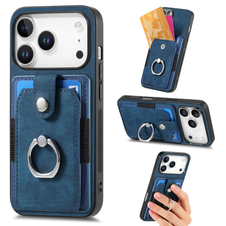 Retro Skin-feel Ring Card Wallet Phone Case
