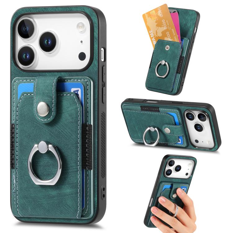 Retro Skin-feel Ring Card Wallet Phone Case
