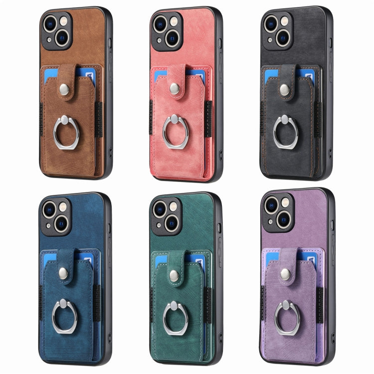 Retro Skin-feel Ring Card Wallet Phone Case