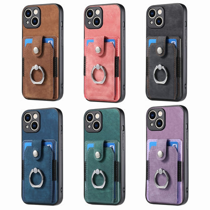 Retro Skin-feel Ring Card Wallet Phone Case