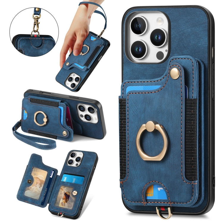 Retro Skin-feel Ring Multi-card Wallet Phone Case