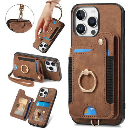 Retro Skin-feel Ring Multi-card Wallet Phone Case