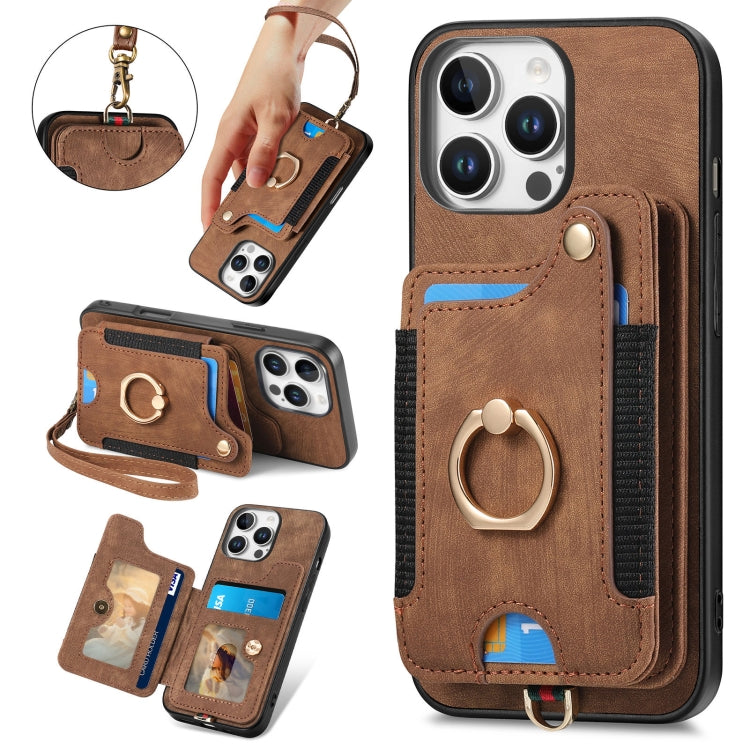 Retro Skin-feel Ring Multi-card Wallet Phone Case
