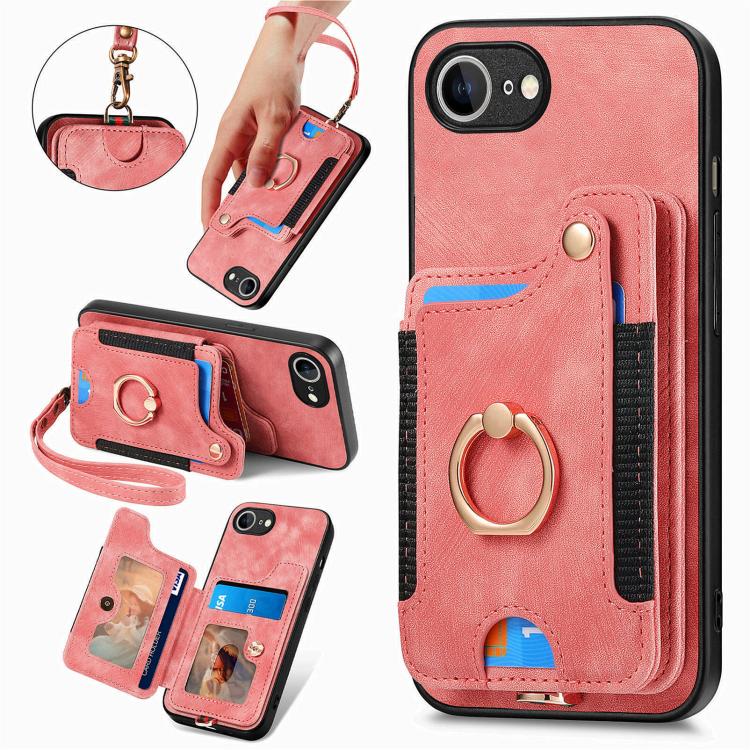 Retro Skin-feel Ring Multi-card Wallet Phone Case