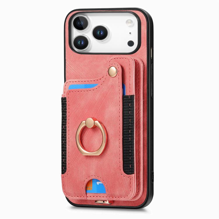 Retro Skin-feel Ring Multi-card Wallet Phone Case