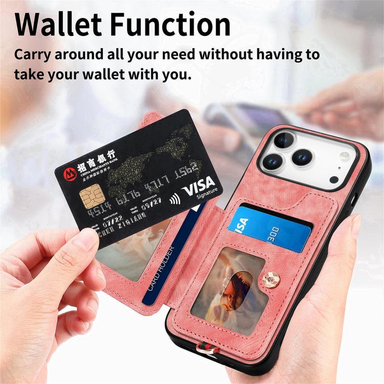 Retro Skin-feel Ring Multi-card Wallet Phone Case
