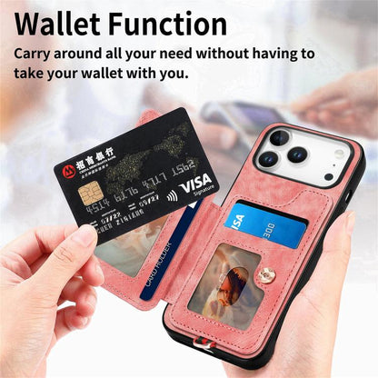 Retro Skin-feel Ring Multi-card Wallet Phone Case