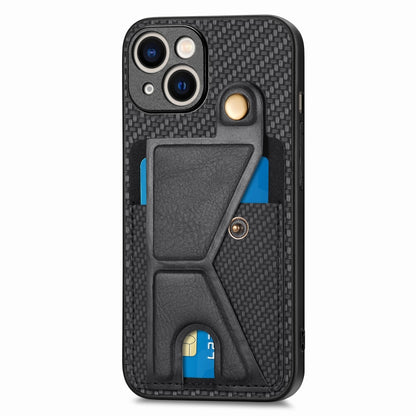 Carbon Fiber Wallet Flip Card K-shaped Holder Phone Case