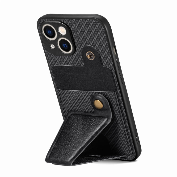 Carbon Fiber Wallet Flip Card K-shaped Holder Phone Case