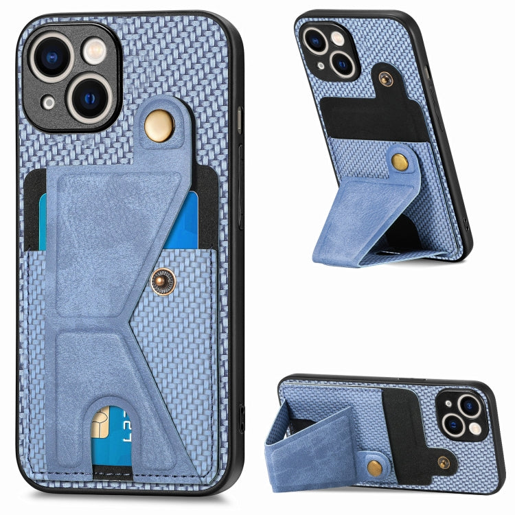 Carbon Fiber Wallet Flip Card K-shaped Holder Phone Case