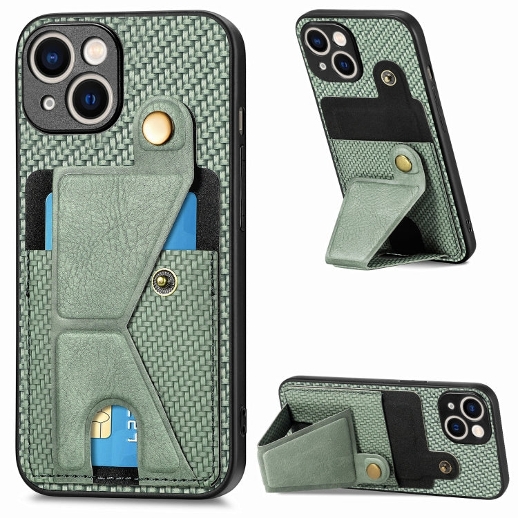 Carbon Fiber Wallet Flip Card K-shaped Holder Phone Case