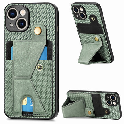 Carbon Fiber Wallet Flip Card K-shaped Holder Phone Case