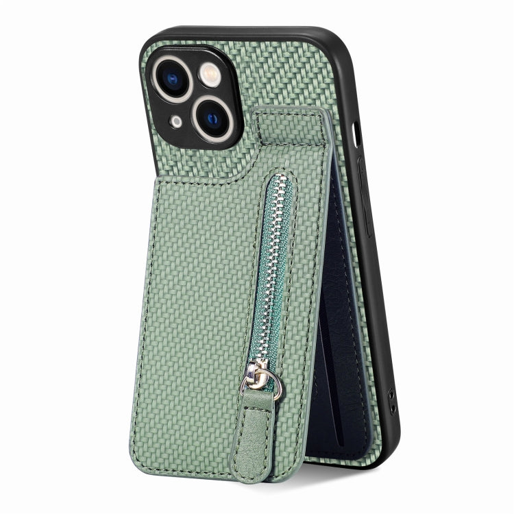 Carbon Fiber Vertical Flip Zipper Phone Case