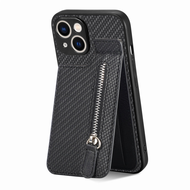 Carbon Fiber Vertical Flip Zipper Phone Case