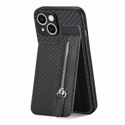 Carbon Fiber Vertical Flip Zipper Phone Case