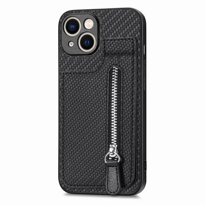 Carbon Fiber Vertical Flip Zipper Phone Case