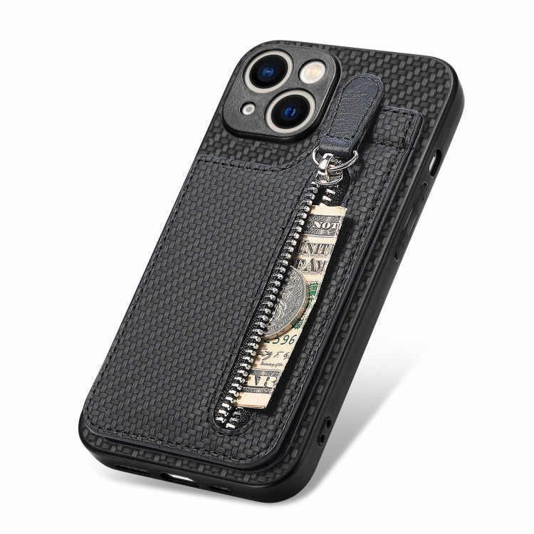 Carbon Fiber Vertical Flip Zipper Phone Case