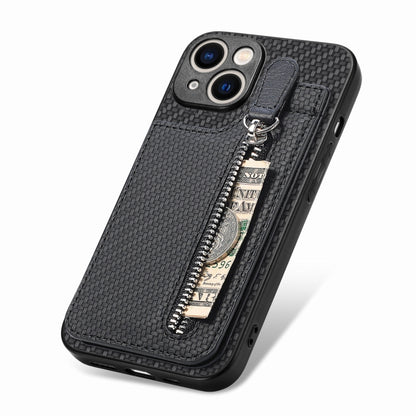 Carbon Fiber Vertical Flip Zipper Phone Case