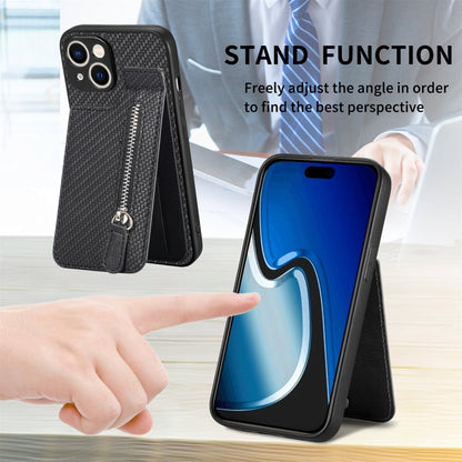 Carbon Fiber Vertical Flip Zipper Phone Case