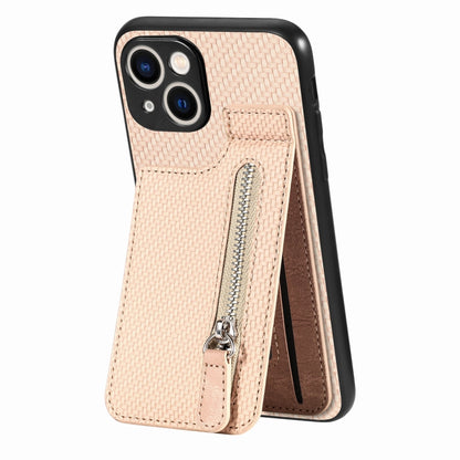 Carbon Fiber Vertical Flip Zipper Phone Case