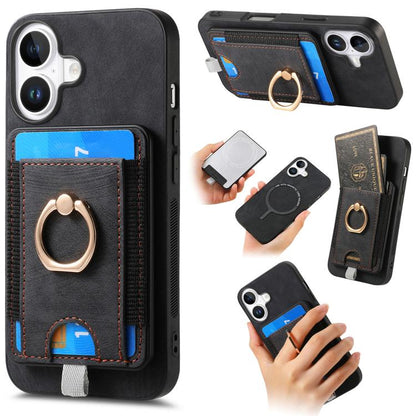 Retro Splitable Magnetic Card Bag Leather Phone Case