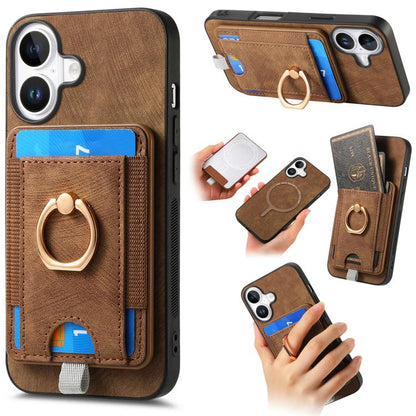 Retro Splitable Magnetic Card Bag Leather Phone Case