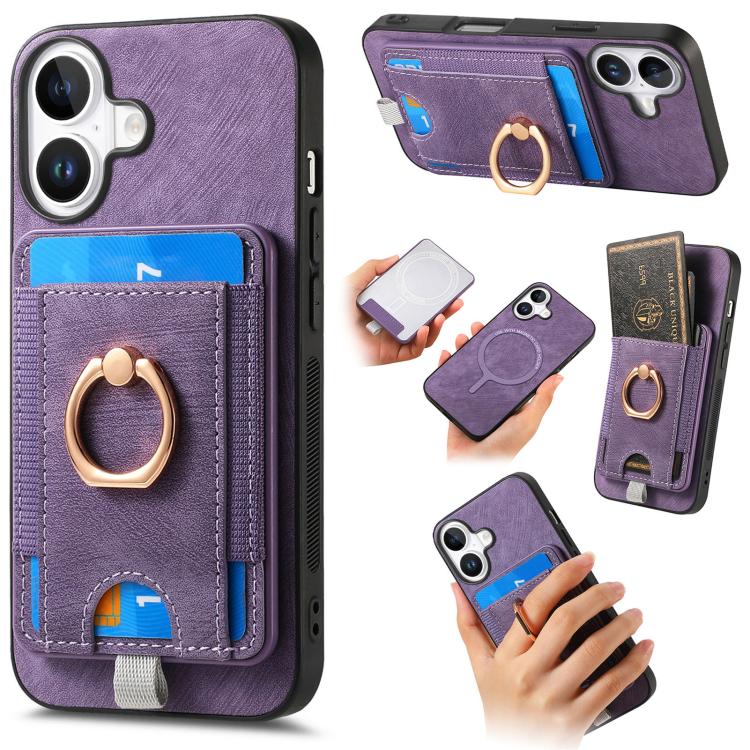 Retro Splitable Magnetic Card Bag Leather Phone Case