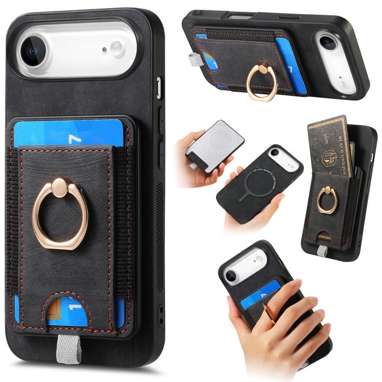 Retro Splitable Magnetic Card Bag Leather Phone Case