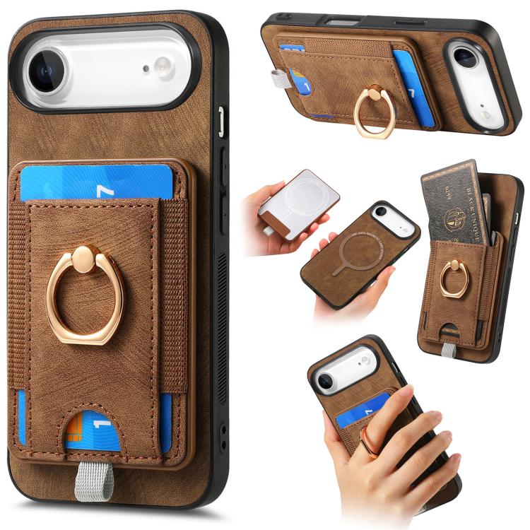 Retro Splitable Magnetic Card Bag Leather Phone Case